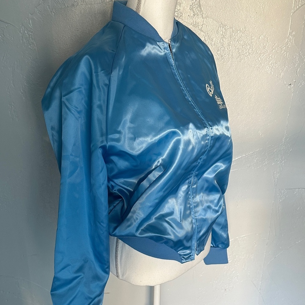 Women's Shiny Blue Bomber Jacket - Picture 5 of 7